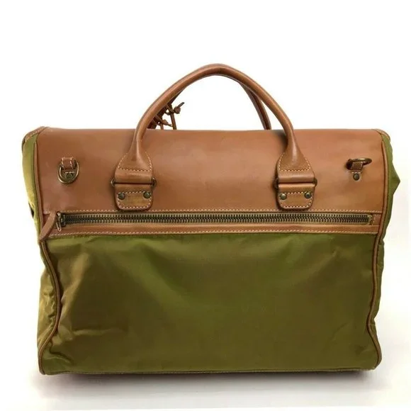 AUTH FELISI Crossbody Shoulder Bag 2 way bag khaki/Brown Nylon / Leather 20207